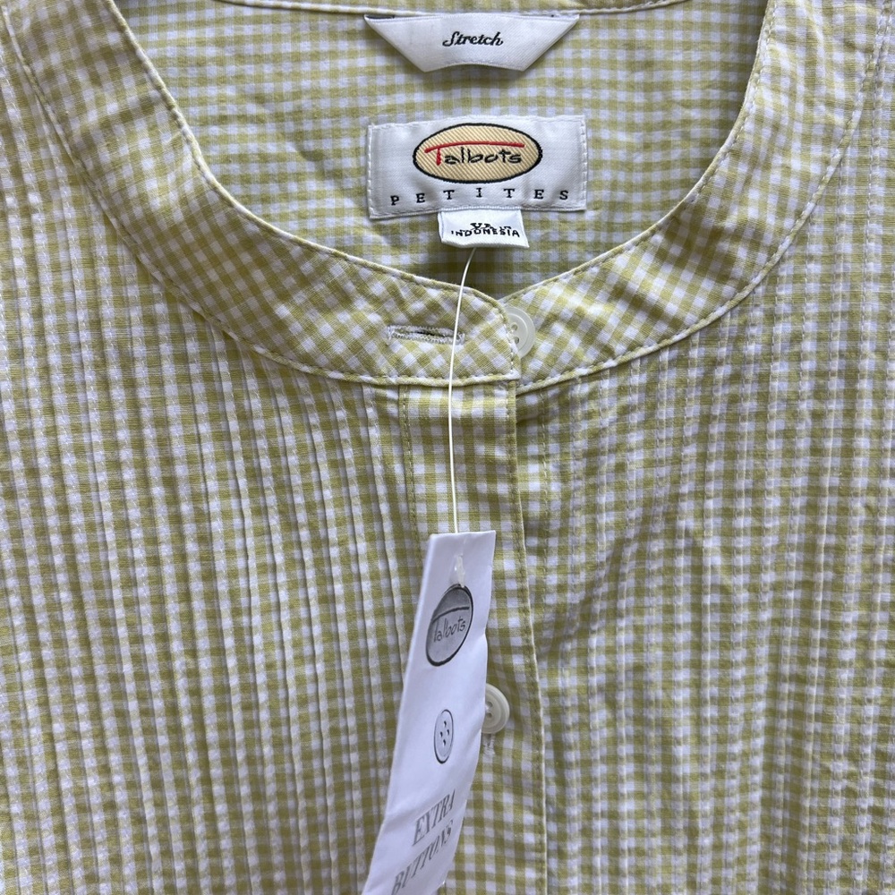 TALBOTS Tan Gingham Popover Top Shirt Women’s XL NWT NEW - Picture 7 of 10